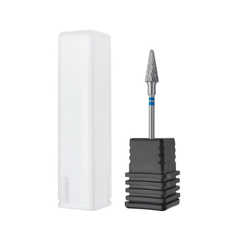 STALEKS EXPERT Carbide nail drill bit for left-handed users cone blue, head diameter 6 mm, working part 14 mm