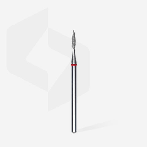 STALEKS EXPERT Diamond nail drill bit pointed flame red, head diameter 1,6 mm, working part 8 mm