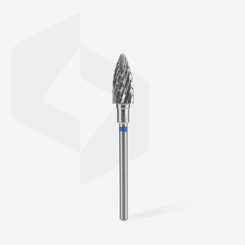 STALEKS EXPERT Carbide nail drill bit pine cone blue, head diameter 6 mm, working part 14 mm