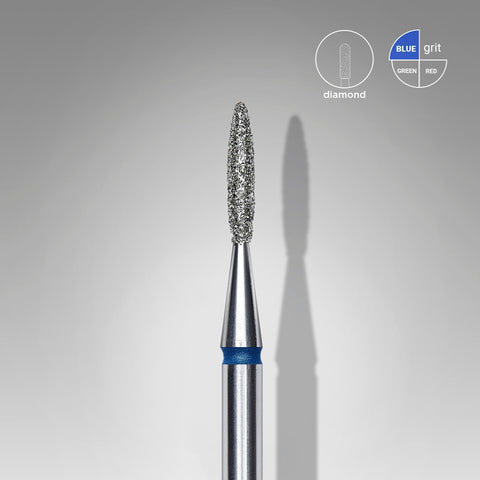 STALEKS EXPERT Diamond nail drill bit pointed flame blue, head diameter 1,6 mm, working part 8 mm