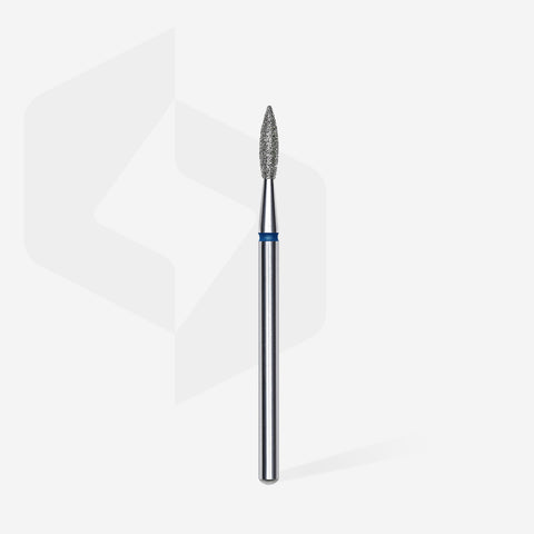 STALEKS EXPERT Diamond nail drill bit pointed flame blue, head diameter 2,1 mm, working part 8 mm
