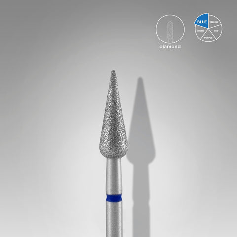 STALEKS EXPERT Diamond nail drill bit pointed pear blue, head diameter 4 mm, working part 12 mm