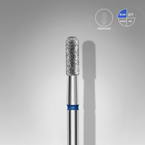 STALEKS EXPERT Diamond nail drill bit rounded cylinder blue, head diameter 2,3 mm, working part 6,5 mm