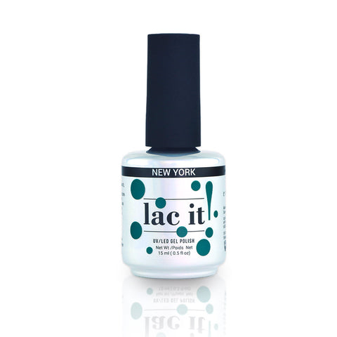 en Vogue Lac It! New York dark cyan-green jelly UV/LED gel nail polish for professional nails and extensions bottle
