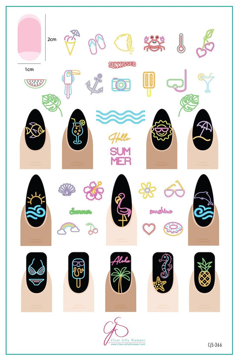 CJS Neon Summer Stamping Plate - DK BEAUTY