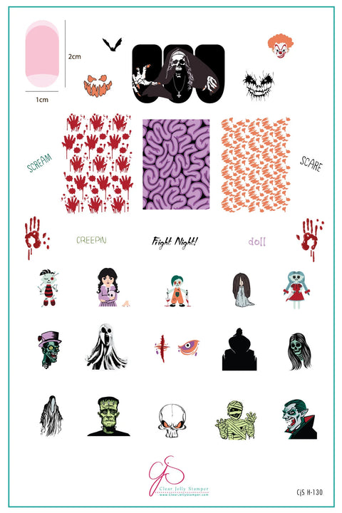 NEW Clear Jelly Stamper Freaky Little Friends H-130 Halloween Stamping Plate
