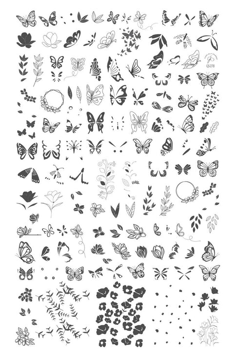 CJS Flutterby Stamping Plate - DK BEAUTY