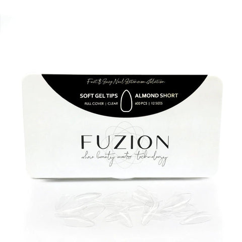 Fuzion Soft Gel Tips Almond Short - DK BEAUTY