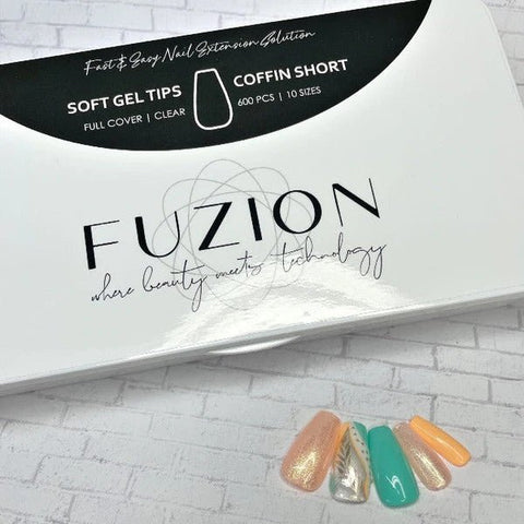 Fuzion Soft Gel Tips Coffin Short - DK BEAUTY