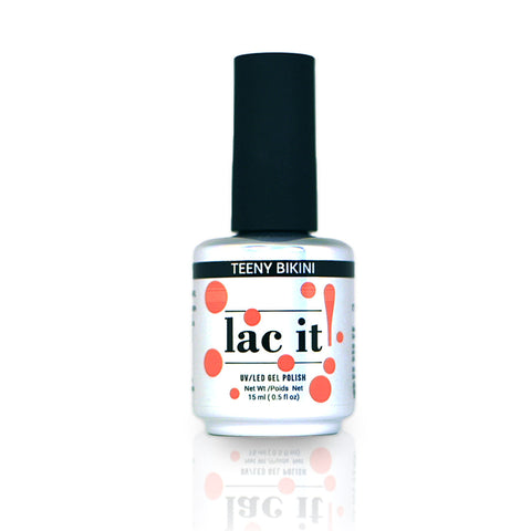 en Vogue Lac It! Teeny Bikini vibrant, neon coral crème UV/LED gel nail polish for professional nails and extensions bottle