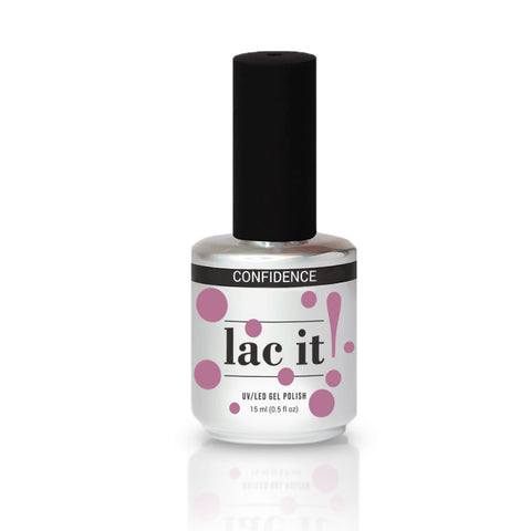 en Vogue Lac it! confidence rosy mauve jelly UV/LED gel polish for professional nails and extensions shown in bottle