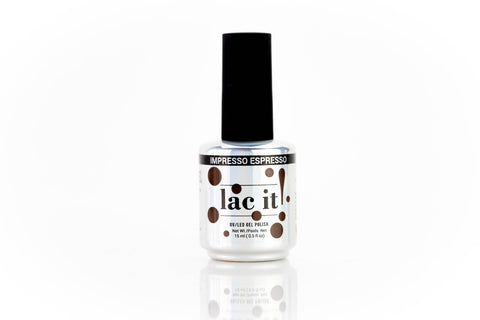 en Vogue Lac It! Impresso Espresso chocolate brown crème UV/LED gel nail polish for professional nails and extensions bottle