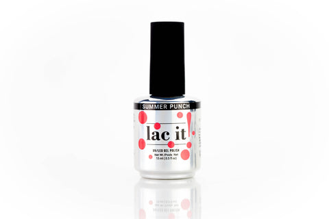 en Vogue Lac It! Summer Punch rich hot pink crème with undertones of red UV/LED gel nail polish for professional nails and extensions bottle