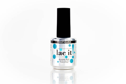 en Vogue Lac It! Tropicana rich aqua blue crème that glows in the dark UV/LED gel nail polish for professional nails and extensions bottle