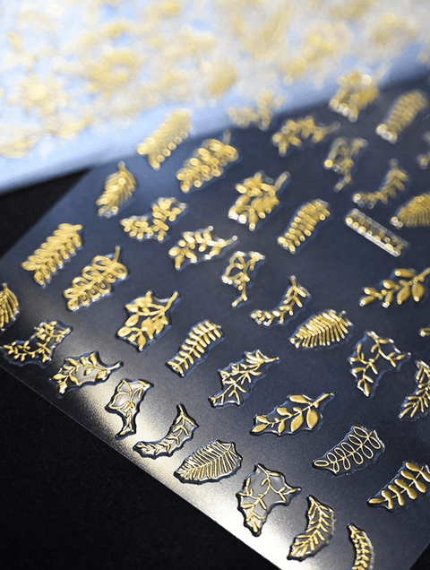 Gold Flower, Leaf & Star Nail Decals - DK BEAUTY