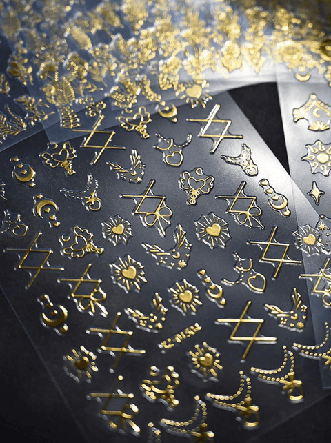 Gold Flower, Leaf & Star Nail Decals - DK BEAUTY