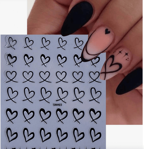 Hollow Heart Decals - Pink, Black, White - DK BEAUTY