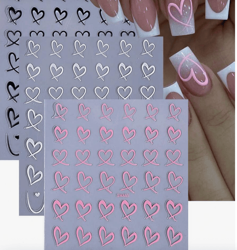Hollow Heart Decals - Pink, Black, White - DK BEAUTY