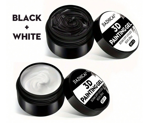 Black EP-12 and white EP-11 3D painting gels, two 8 g jars