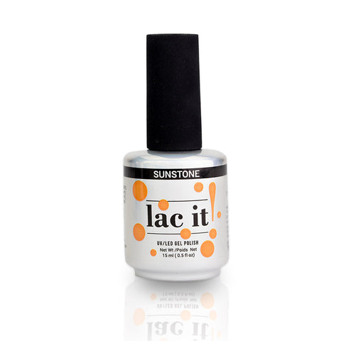 en Vogue Lac It! Sunstone deep mustardy yellow with burnt orange undertones UV/LED gel nail polish for professional nails and extensions bottle