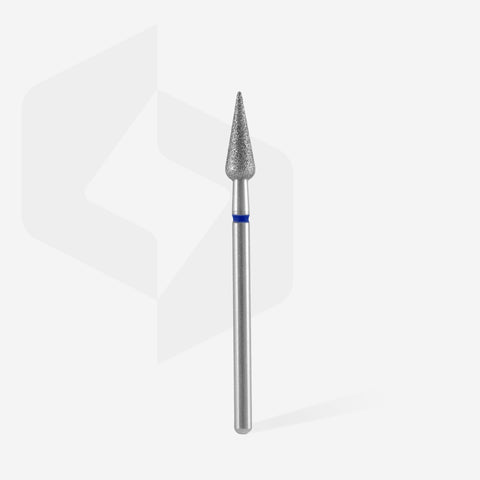 STALEKS EXPERT Diamond nail drill bit pointed pear blue, head diameter 4 mm, working part 12 mm