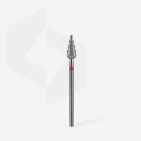 STALEKS EXPERT Diamond nail drill bit pointed pear red, head diameter 5 mm, working part 12 mm