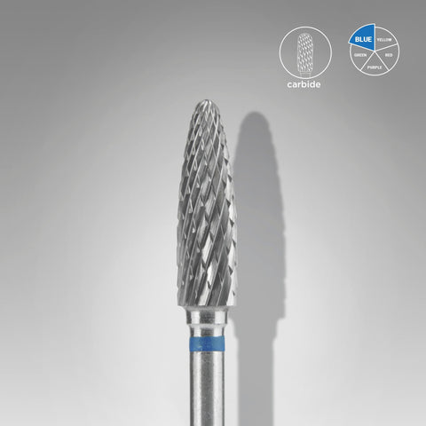 STALEKS EXPERT Carbide nail drill bit corn blue, head diameter 4 mm, working part 14 mm