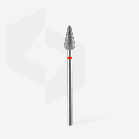 STALEKS EXPERT Diamond nail drill bit rounded pear red, head diameter 5 mm, working part 12 mm