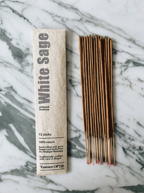 Essence of Life White Sage-Style Artisanal Incense - 15 Sticks