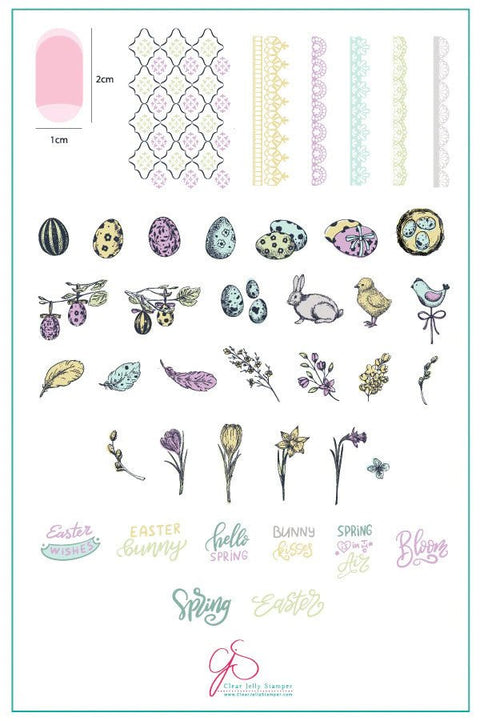CJS Bunny Kisses Stamping Plate - DK BEAUTY
