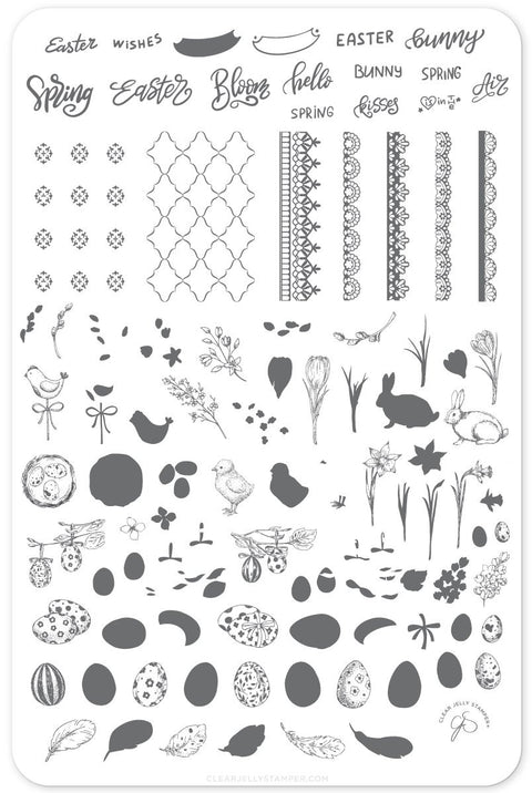 CJS Bunny Kisses Stamping Plate - DK BEAUTY