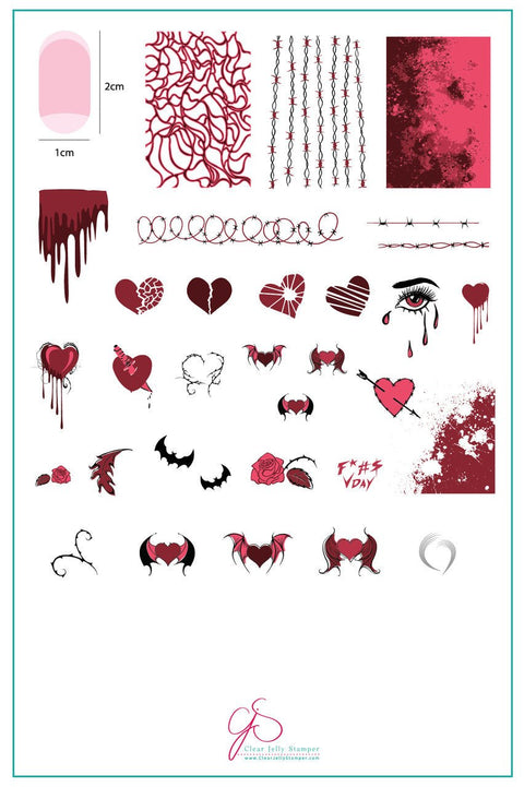 CJS Dark Heart Stamping Plate - DK BEAUTY