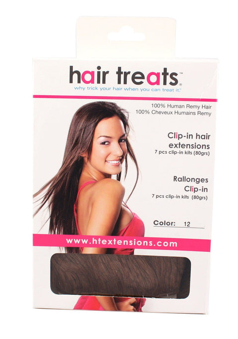 Hair Treats 7 Piece Clip In Extensions 18" - Medium Brown 4 - DK BEAUTY