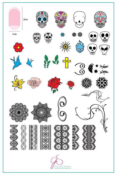 CJS Dark Eyes Calaveras Stamping Plate - DK BEAUTY