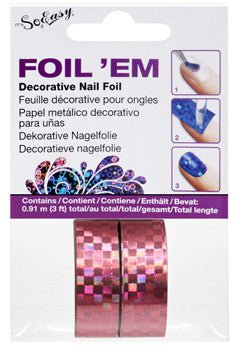 Light Pink Holographic Checkered Foil Em - DK BEAUTY