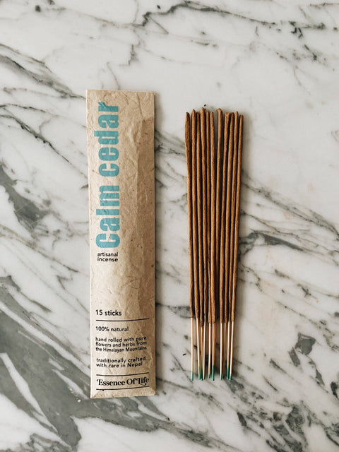 Essence of Life Organics - Handcrafted 100% Natural Artisanal incense, Calm Cedar