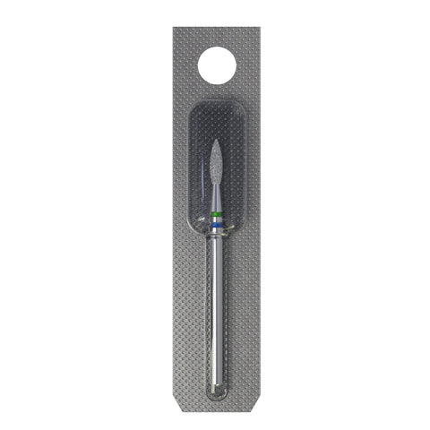 STALEKS EXPERT Diamond nail drill bit DUO pointed flame blue-green, head diameter 2,1 mm, working part 8 mm