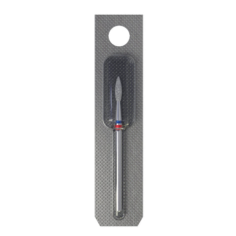 STALEKS EXPERT Diamond nail drill bit DUO pointed flame red-blue, head diameter 2,1 mm, working part 8 mm