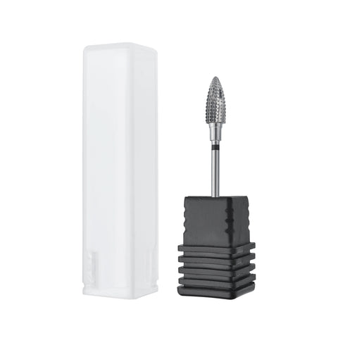 STALEKS EXPERT Carbide nail drill bit pine cone black hard, head diameter 6 mm, working part 14 mm