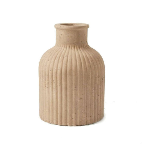 SJ&C - Concrete Modern Rounded Ribbed Vase or Candle Holder