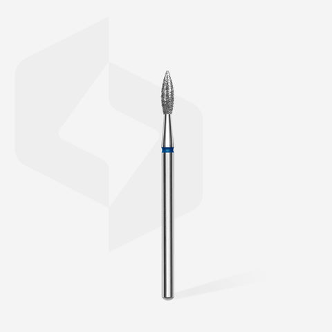 STALEKS EXPERT Diamond nail drill bit pointed flame blue, head diameter 2,3 mm, working part 8 mm