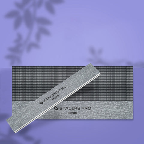 STALEKS Straight Wide Mineral Nail Files 80/80 Grit, 50-Pack