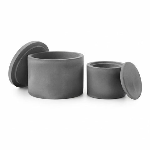 SJ&C - Eco Resin Plaster Modern Round Trinket Storage Jars with Lid