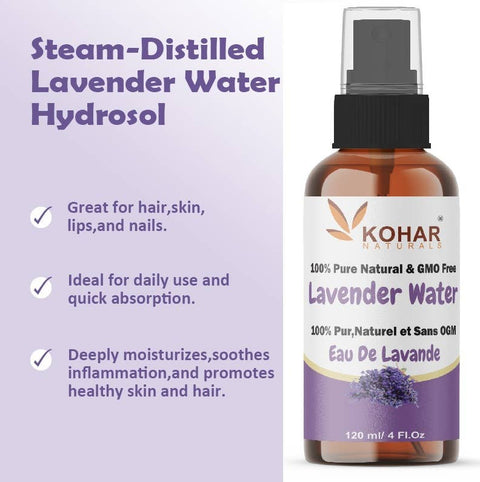 100% Natural Lavender Water Spray. alcohol free. 120 ml