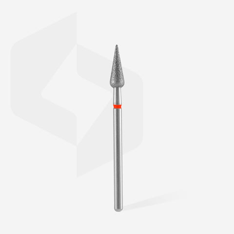 STALEKS EXPERT Diamond nail drill bit pointed pear red, head diameter 4 mm, working part 12 mm