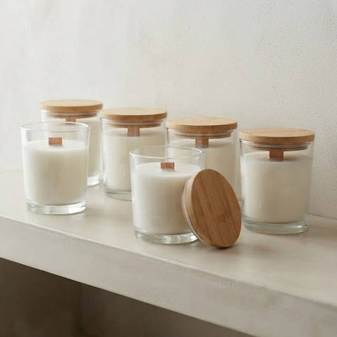 SJ&C - Soy Coconut Scented 7oz Jar with Bamboo Lid Candle