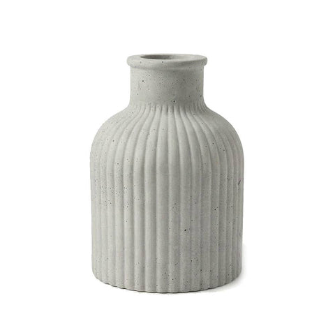 SJ&C - Concrete Modern Rounded Ribbed Vase or Candle Holder