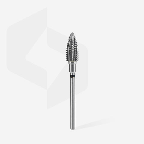 STALEKS EXPERT Carbide nail drill bit pine cone black hard, head diameter 6 mm, working part 14 mm