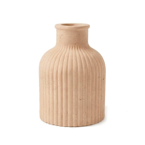 SJ&C - Concrete Modern Rounded Ribbed Vase or Candle Holder