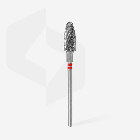 STALEKS EXPERT Carbide nail drill bit for left-handed users corn red, head diameter 6 mm, working part 14 mm
